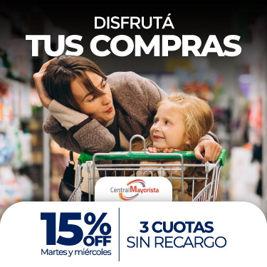 Martes y miércoles con 15% OFF en Central Mayorista