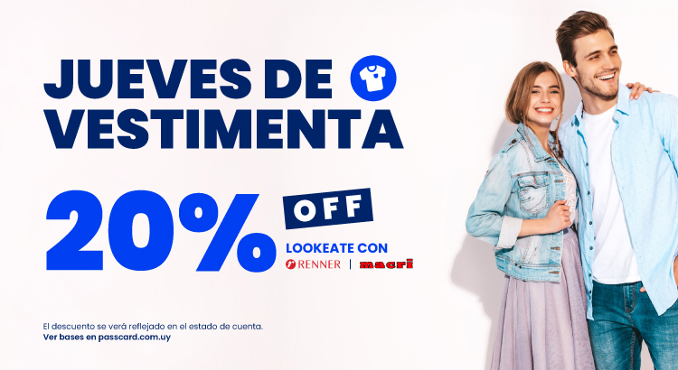 Jueves de 20% OFF en Vestimenta con Passcard