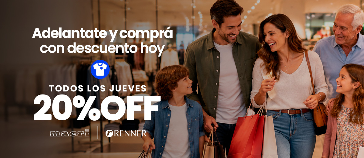 20% OFF en Renner y Macri los jueves